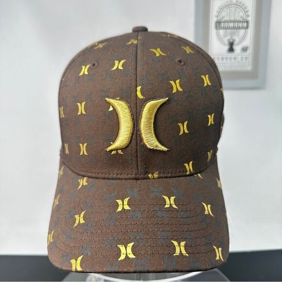 HURLEY CAP — Step & Repeat Logos / Gold&Brown - Picture 1 of 8